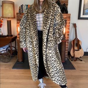 Baller Cheetah Leopard Full Length Coat